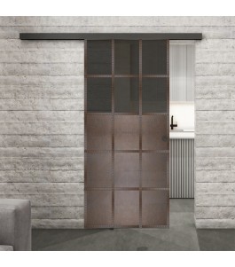Glasschiebetür BLACK-LINE Loft Rosteisen | Glastuershop24