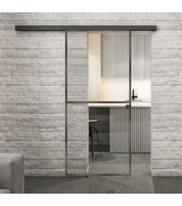 Glasschiebetür BLACK-LINE Loft Rosteisen | Glastuershop24