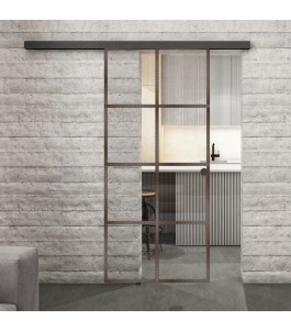 Glasschiebetür BLACK-LINE Loft Rosteisen | Glastuershop24