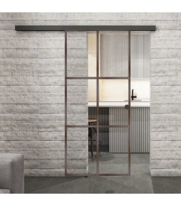 Glasschiebetür BLACK-LINE Loft Rosteisen | Glastuershop24