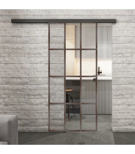 Glasschiebetür BLACK-LINE Loft Rosteisen | Glastuershop24
