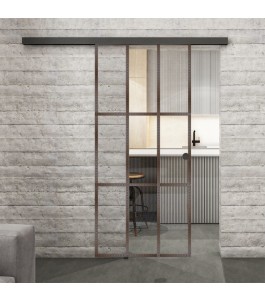 Glasschiebetür BLACK-LINE Loft Rosteisen | Glastuershop24