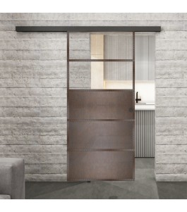 Glasschiebetür BLACK-LINE Loft Rosteisen | Glastuershop24