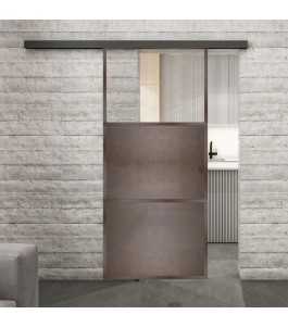 Glasschiebetür BLACK-LINE Loft Rosteisen | Glastuershop24