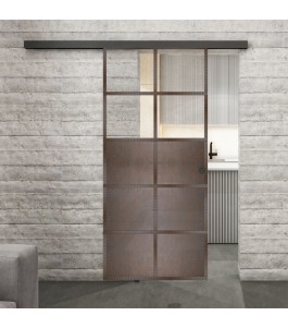 Glasschiebetür BLACK-LINE Loft Rosteisen | Glastuershop24