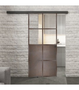 Glasschiebetür BLACK-LINE Loft Rosteisen | Glastuershop24