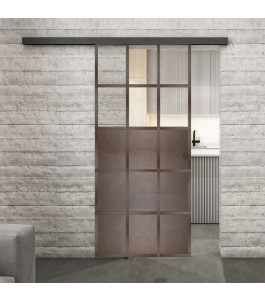 Glasschiebetür BLACK-LINE Loft Rosteisen | Glastuershop24