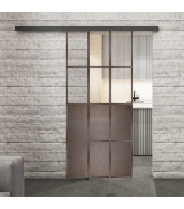 Glasschiebetür BLACK-LINE Loft Rosteisen | Glastuershop24