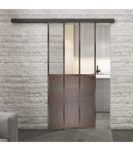 Glasschiebetür BLACK-LINE Loft Rosteisen | Glastuershop24