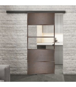 Glasschiebetür BLACK-LINE Loft Rosteisen | Glastuershop24