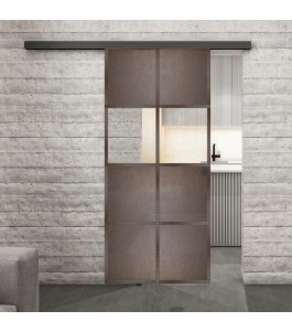 Glasschiebetür BLACK-LINE Loft Rosteisen | Glastuershop24