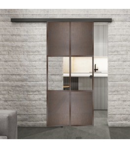 Glasschiebetür BLACK-LINE Loft Rosteisen | Glastuershop24