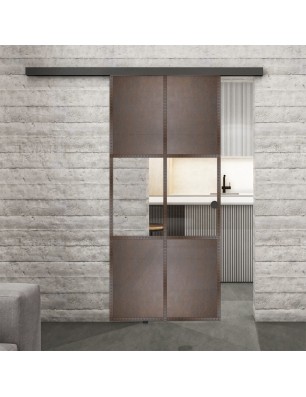 Glasschiebetür BLACK-LINE Loft Rosteisen | Glastuershop24