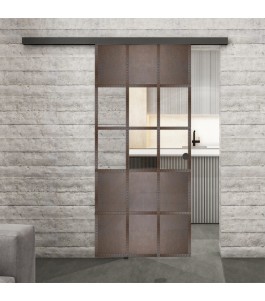 Glasschiebetür BLACK-LINE Loft Rosteisen | Glastuershop24