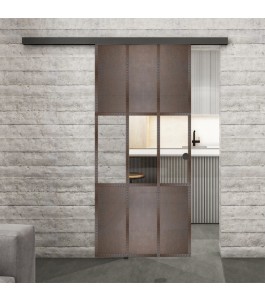 Glasschiebetür BLACK-LINE Loft Rosteisen | Glastuershop24