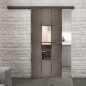 Glasschiebetür BLACK-LINE Loft Rosteisen Genietet 35 Auf Klarglas