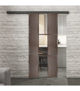 Glasschiebetür BLACK-LINE Loft Rosteisen | Glastuershop24