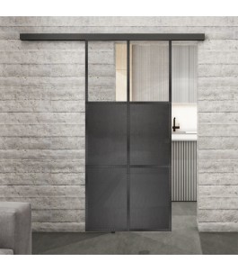 Glasschiebetür BLACK-LINE Loft Schwarzeisen | Glastuershop24