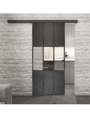 Glasschiebetür BLACK-LINE Loft Schwarzeisen | Glastuershop24