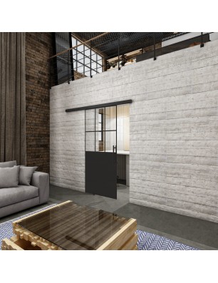 Glasschiebetür BLACK-LINE Loft Schwarzlack 28 | Glastuershop24