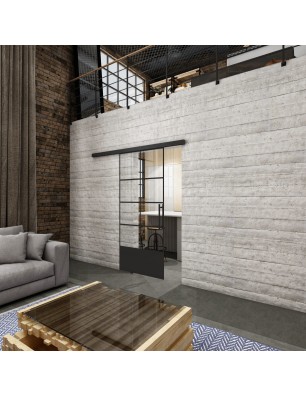 Glasschiebetür BLACK-LINE Loft Schwarzlack 34 | Glastuershop24