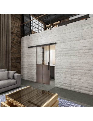 Glasschiebetür BLACK-LINE Loft Rosteisen | Glastuershop24