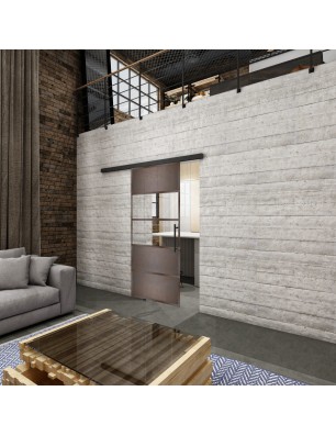 Glasschiebetür BLACK-LINE Loft Rosteisen | Glastuershop24