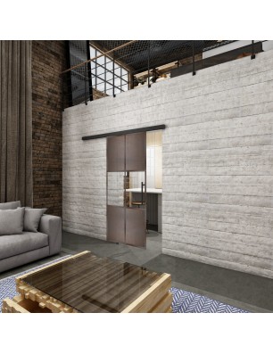 Glasschiebetür BLACK-LINE Loft Rosteisen | Glastuershop24