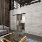 Glasschiebetür BLACK-LINE Loft Rosteisen Genietet 33 Auf Klarglas