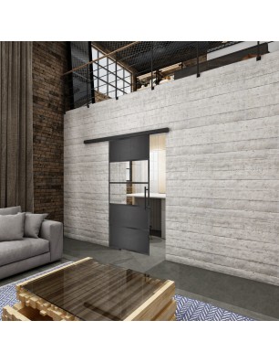 Glasschiebetür BLACK-LINE Loft Schwarzeisen | Glastuershop24