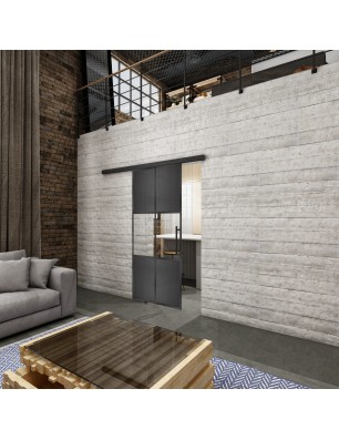 Glasschiebetür BLACK-LINE Loft Schwarzeisen | Glastuershop24