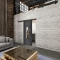 Glasschiebetür BLACK-LINE Loft Schwarzeisen Genietet 35 Auf Klarglas