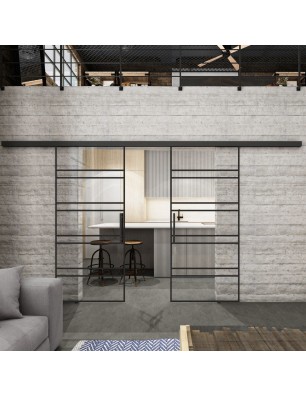 Glasschiebetür BLACK-LINE Loft Schwarzlack 16 | Glastuershop24