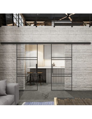 Glasschiebetür BLACK-LINE Loft Schwarzlack 17 | Glastuershop24