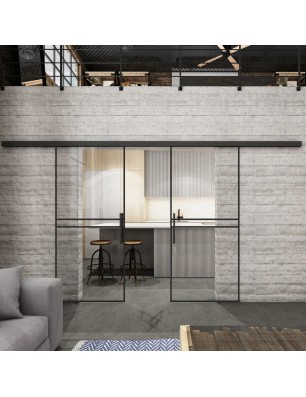 Glasschiebetür BLACK-LINE Loft Schwarzlack 18 | Glastuershop24