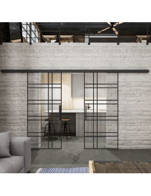 Glasschiebetür BLACK-LINE Loft Schwarzlack 19 | Glastuershop24