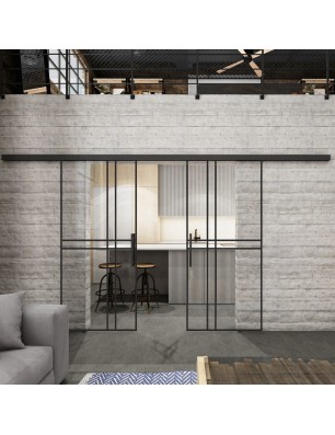Glasschiebetür BLACK-LINE Loft Schwarzlack 21 | Glastuershop24