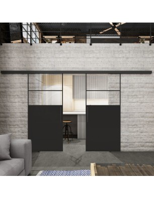 Glasschiebetür BLACK-LINE Loft Schwarzlack 22 | Glastuershop24