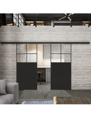 Glasschiebetür BLACK-LINE Loft Schwarzlack 23 | Glastuershop24