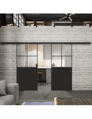 Glasschiebetür BLACK-LINE Loft Schwarzlack 24 | Glastuershop24
