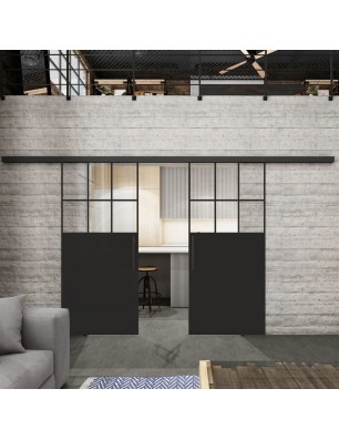 Glasschiebetür BLACK-LINE Loft Schwarzlack 27 | Glastuershop24