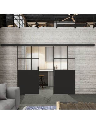 Glasschiebetür BLACK-LINE Loft Schwarzlack 28 | Glastuershop24