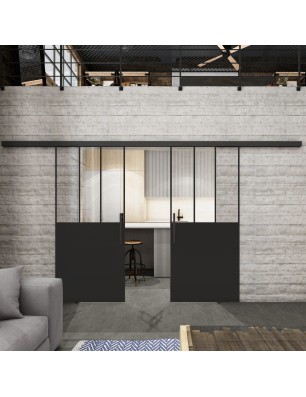 Glasschiebetür BLACK-LINE Loft Schwarzlack 30 | Glastuershop24