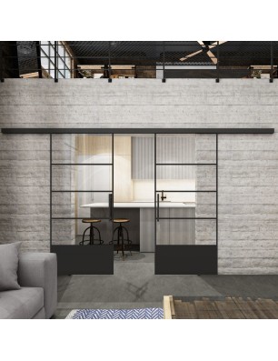 Glasschiebetür BLACK-LINE Loft Schwarzlack 31 | Glastuershop24