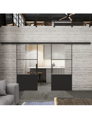 Glasschiebetür BLACK-LINE Loft Schwarzlack 33 | Glastuershop24