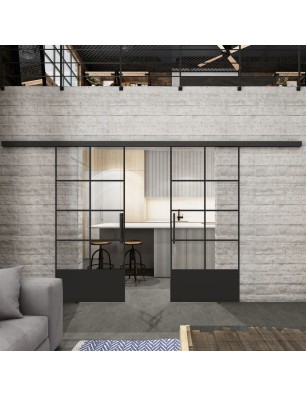 Glasschiebetür BLACK-LINE Loft Schwarzlack 34 | Glastuershop24