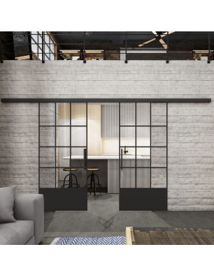 Glasschiebetür BLACK-LINE Loft Schwarzlack 37 | Glastuershop24