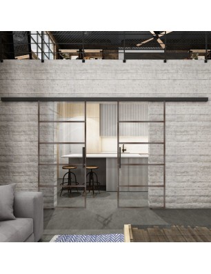 Glasschiebetür BLACK-LINE Loft Rosteisen | Glastuershop24