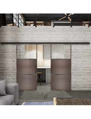 Glasschiebetür BLACK-LINE Loft Rosteisen | Glastuershop24