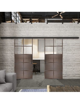 Glasschiebetür BLACK-LINE Loft Rosteisen | Glastuershop24